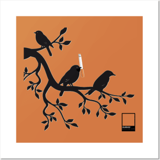 BIRD ORANGE - black full  by COLORBLIND WorldView Posters and Art